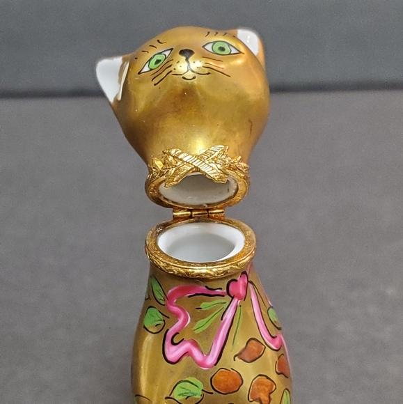 Limoges Peint Main Cat Trinket Box - Picture 8 of 11